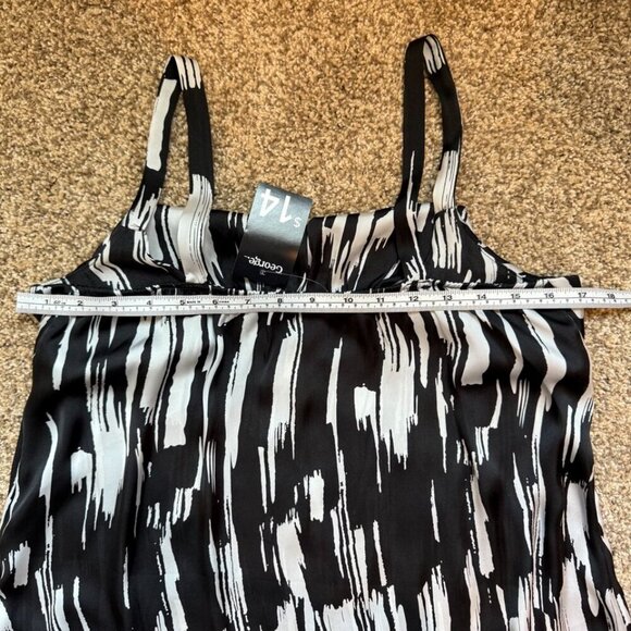 George camisole Black white cami swing top tank ruffled bodice Women's Sz M - Picture 5 of 7